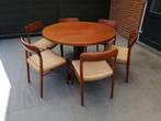 6 Niels Moller model 75 stoelen, retro Deens jaren 60 teak, Huis en Inrichting, Stoelen, Ophalen, Gebruikt, Bruin, Mid Century Modern