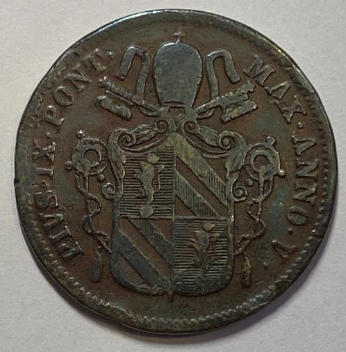Munt Vaticaan : Pio IX (1846-1870) - Baiocco 1850, Antiek en Kunst, Antiek | Religieuze voorwerpen, Ophalen of Verzenden