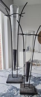 2 fijne afgewerkte decoratieve vazen - 70 & 45cm, Ophalen, Overige materialen, 50 tot 75 cm, Zwart