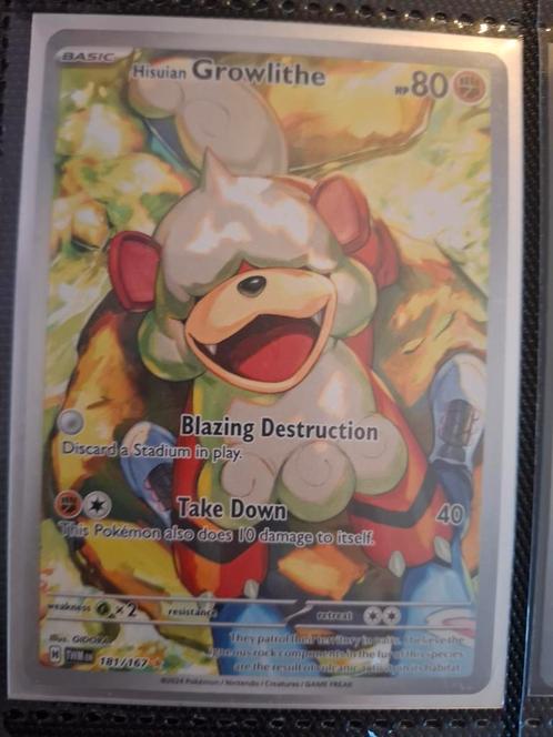 Hisuian growlithe#181, Hobby en Vrije tijd, Verzamelkaartspellen | Pokémon, Zo goed als nieuw, Ophalen of Verzenden
