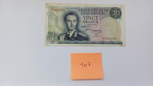 Luxemburg 20 Frank - Jean 1e portret 1966, Postzegels en Munten, Bankbiljetten | Europa | Niet-Eurobiljetten, Los biljet, Overige landen