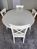 Eettafel + 4 stoelen, Huis en Inrichting, Tafels | Eettafels, Ophalen, Zo goed als nieuw, Vier personen, Rond
