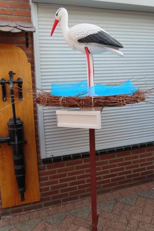 3d ooievaar + blauwe strik + nest + gratis naambordje., Kinderen en Baby's, Kraamcadeaus en Geboorteborden, Nieuw, Geboortebord