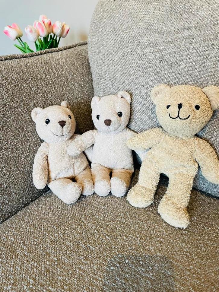 🧸 Set van 3 beige teddyberen - Knuffels, Kinderen en Baby's, Speelgoed | Knuffels en Pluche, Zo goed als nieuw, Beer, Ophalen of Verzenden