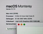 Mac Mini 8.1 A1993/3 GHz/32 Go de mémoire vive 2667 et SSD d, Informatique & Logiciels, 32 GB, Reconditionné, Enlèvement ou Envoi