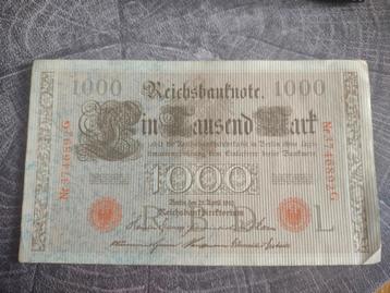 Oud bankbiljet Duitsland jaartal 1910. 1000 reichsmark beschikbaar voor biedingen