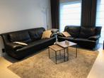 Lederen salon - zwart - Merk Natuzzi, 150 tot 200 cm, Rechte bank, Gebruikt, Leer