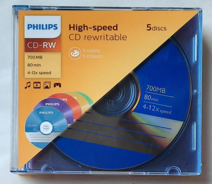 Pack de 5 CD Philips réinscriptible neuf sous blister, Informatique & Logiciels, Disques enregistrables, Neuf, Cd, Réinscriptible