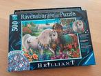 Puzzle 500 p - Ravensburger - chevaux scintillants, Comme neuf, 500 à 1500 pièces, Puzzle, Enlèvement ou Envoi