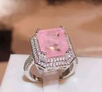 Bague argt 925 , pierre quartz rose, Bijoux, Sacs & Beauté, Neuf, Enlèvement ou Envoi, Rose, 18 à 19