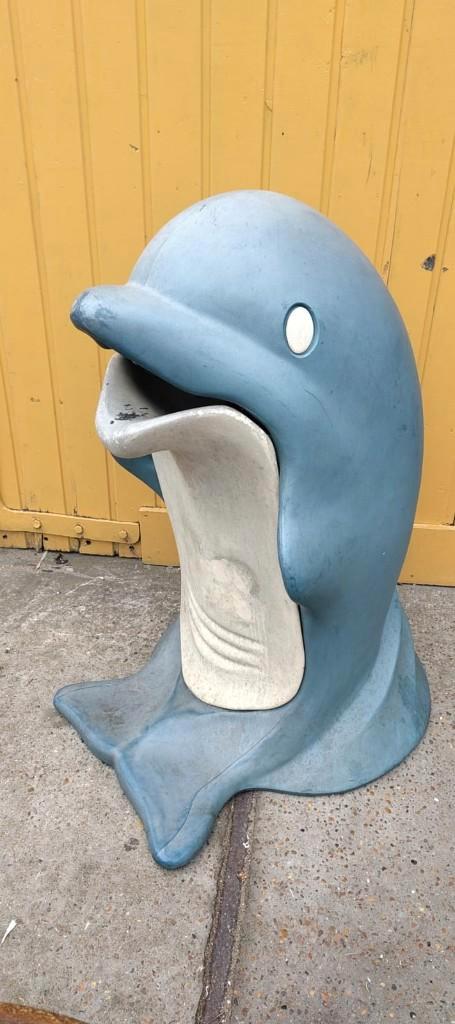 Grote kunststof dolfijn vuilbak, Jardin & Terrasse, Statues de jardin, Utilisé, Animal, Synthétique, Enlèvement