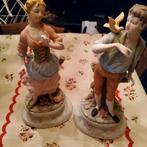 2 grote beelden biscuit 38cm, Verzamelen, Ophalen