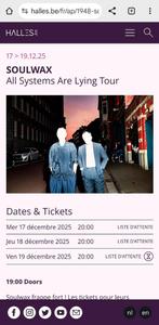 1 plaats - Soulwax-zalen in Schaarbeek 17 december, Tickets en Kaartjes, December