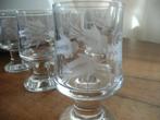 6 petits verres anciens gravés fleurs, Enlèvement ou Envoi