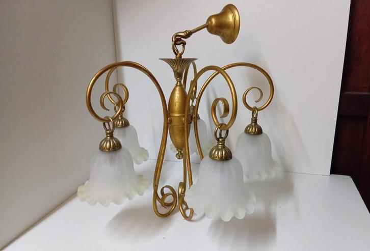 Spaanse luster kroonluchter murano lamp, Huis en Inrichting, Lampen | Kroonluchters, Glas, Metaal, Ophalen