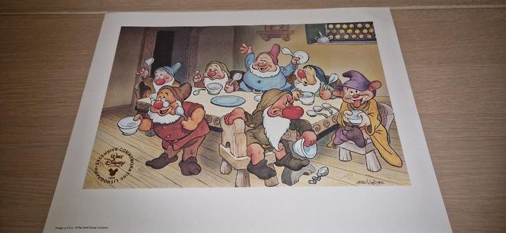 Limited lithograph SnowWhite and the Seven Dwarfs  - Disney, Verzamelen, Disney, Zo goed als nieuw, Overige typen, Sneeuwwitje of Doornroosje