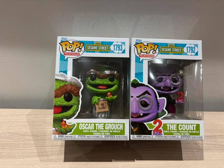 Funko Pop Sesame Street Oscar the Grouch 1793 Le Comte 1792, Collections, Jouets miniatures, Comme neuf, Enlèvement ou Envoi
