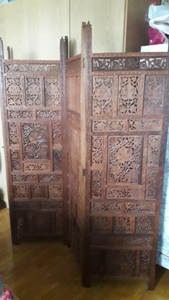 Paravent en bois massif, style indien, Maison & Meubles, Accessoires pour la Maison | Paravents d'intérieur, Comme neuf, Enlèvement