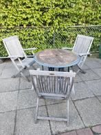 Ronde tafel met 3 stoelen, Tuin en Terras, Gebruikt, Ophalen, Aluminium