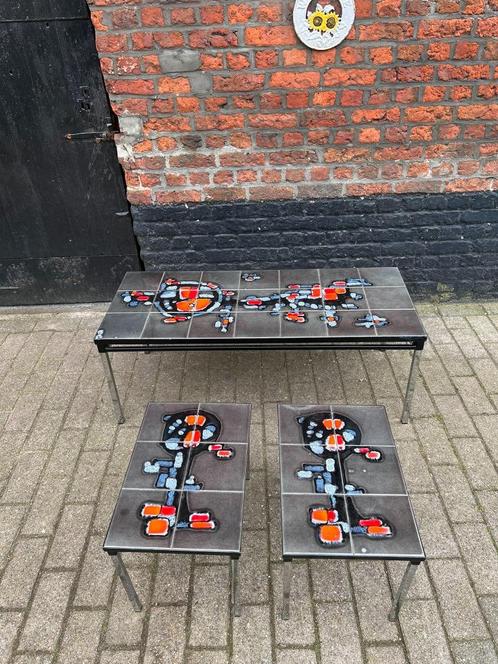 3 vintage salontafels, Keramische tegeltafel van Adri jaren, Verzamelen, Retro, Huis en Inrichting, Ophalen