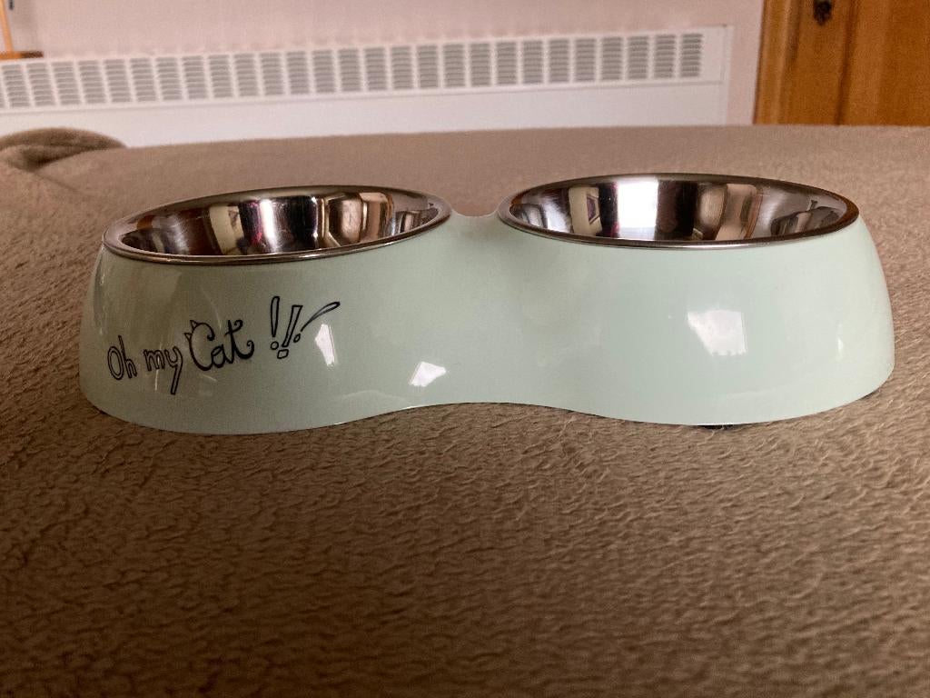 Dinerset voor katten (voer-en drinkbak) in kunststof, Animaux & Accessoires, Nourriture & Abreuvoirs pour chats, Enlèvement ou Envoi