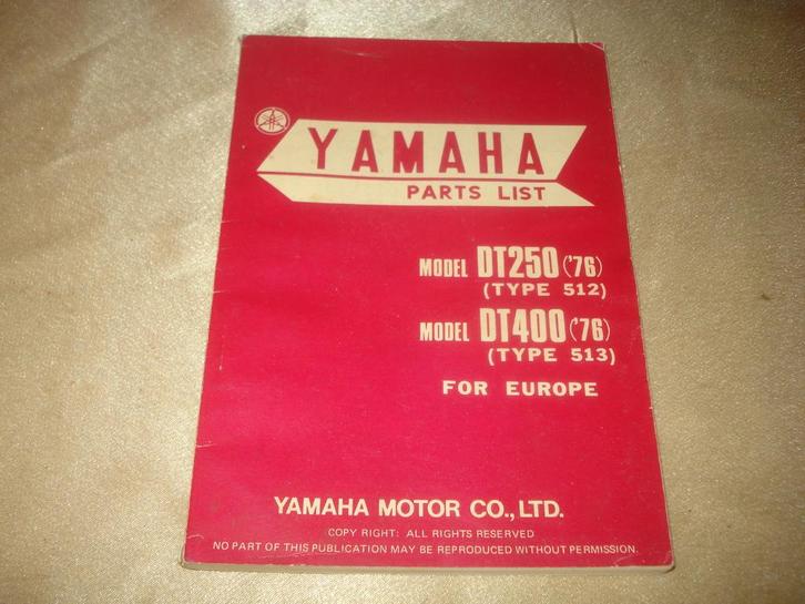 YAMAHA DT250 - DT400 Ancien Catalogue des Pièces, Motoren, Handleidingen en Instructieboekjes, Yamaha, Ophalen of Verzenden