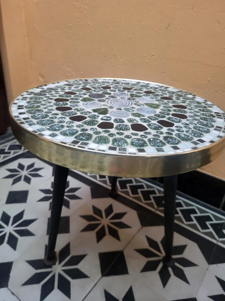 Vintage bijzettafel / kruk / mozaiek, Ophalen of Verzenden