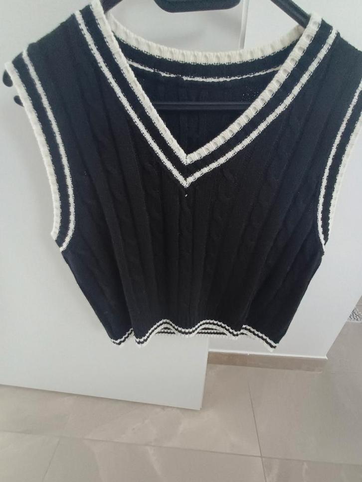 Shein - kabel gebreide vest (mt L), Kleding | Dames, Truien en Vesten, Nieuw, Maat 42/44 (L), Zwart, Ophalen of Verzenden