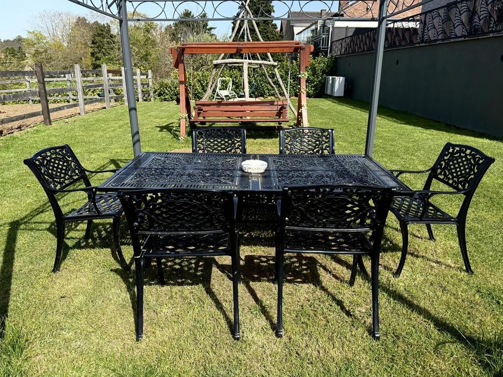 Table et chaises de jardin et de terrasse en fonte forgé, Jardin & Terrasse, Chaise, Salons de jardin