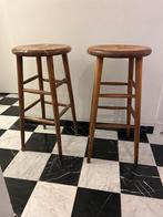 Vintage Landelijke houten krukken, Huis en Inrichting, Ophalen, Gebruikt, Met voetsteun, 60 tot 90 cm