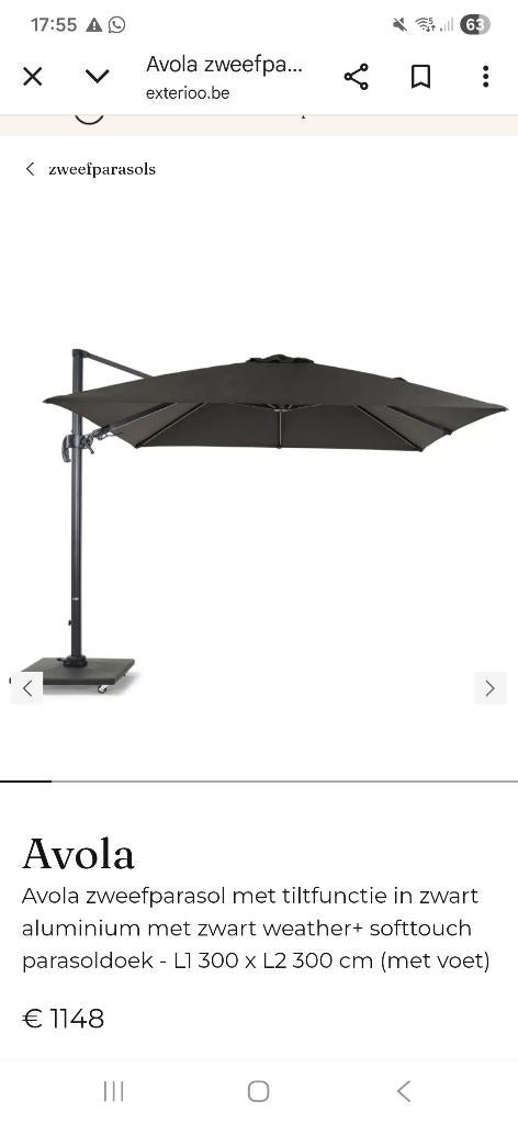 Zweefparasol Avola, Ophalen, Gebruikt, Zweefparasol, Verstelbaar