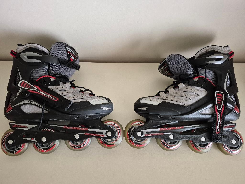 Rollerblades inclusief valbescherming en opbergtas, Ophalen, Gebruikt, Inline skates 4 wielen