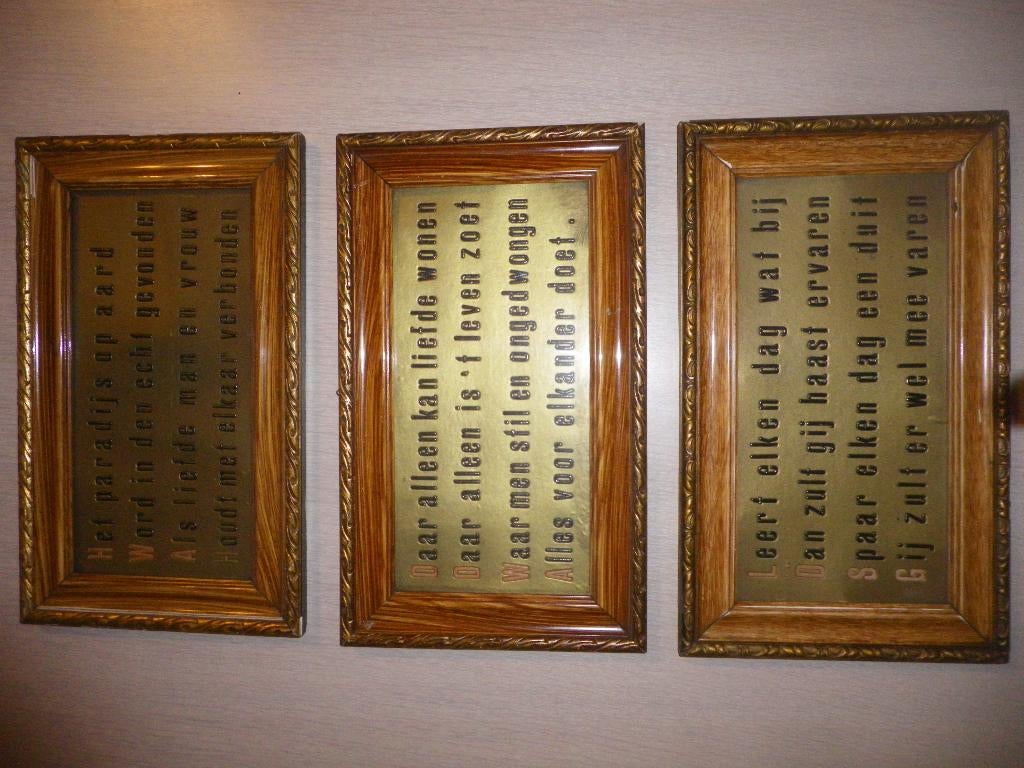 3 vintage kaders met spreuken, Enlèvement