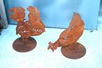 statue coq et poule en fer forgé rouillé sur plaque ., Jardin & Terrasse, Enlèvement ou Envoi, Neuf