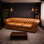 SUPERBE CANAPÉ CHESTERFIELD CUIR BRUN 3 PLACES, Enlèvement, Utilisé, Une personne, Cuir