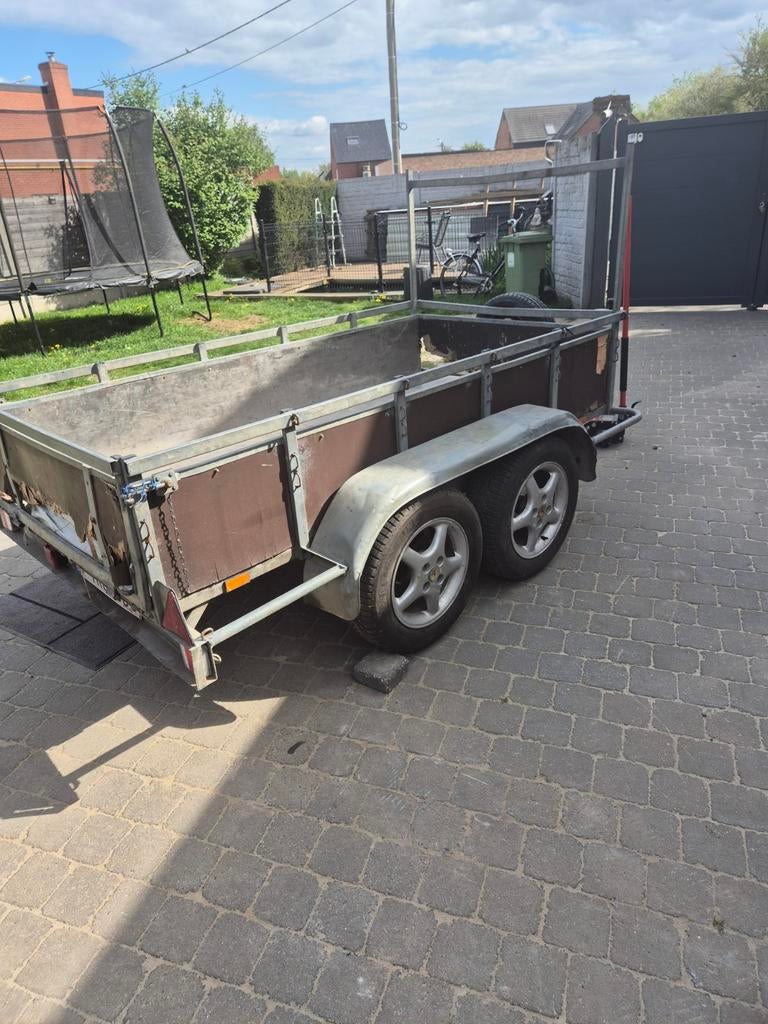 Aanhangwagen Remork dubbelasser 750 kilo  ongeremd, Auto diversen, Ophalen of Verzenden