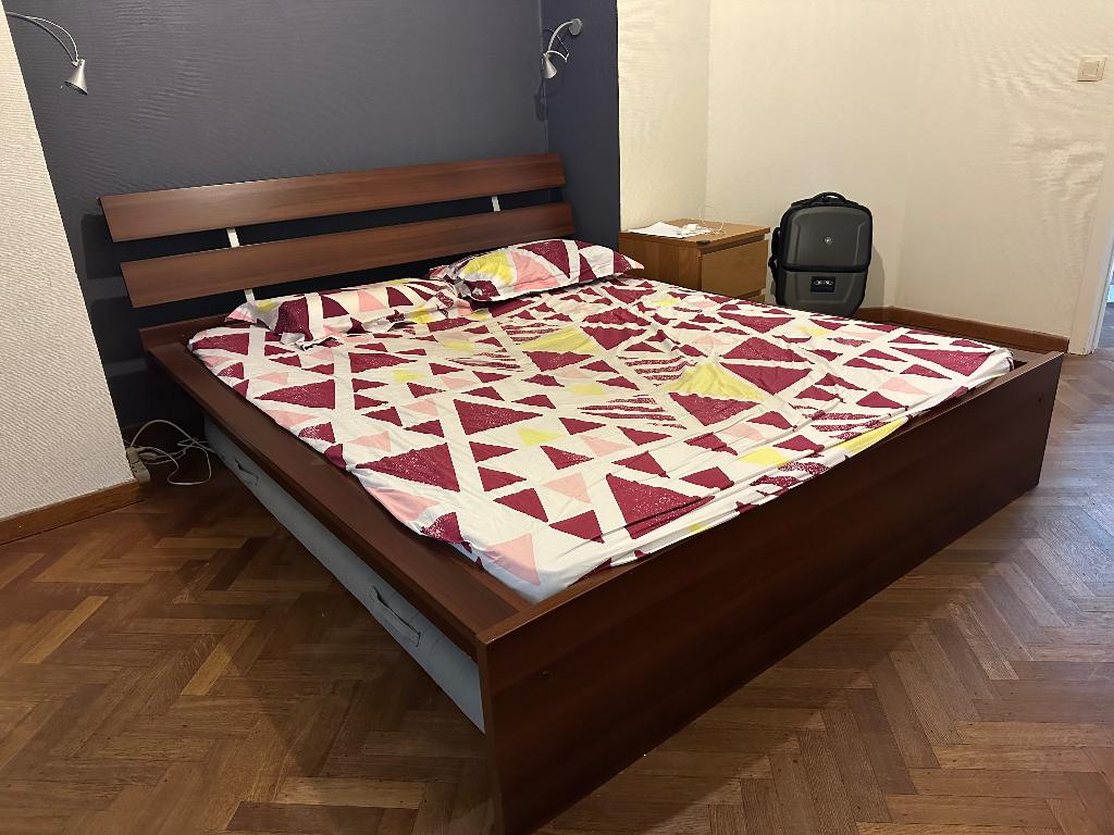 Lit, Maison & Meubles, Chambre à coucher | Lits, Comme neuf, Brun, Enlèvement, 180 cm