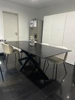 Zwarte mangohout eettafel 220 cm te koop, Huis en Inrichting, Ophalen, Gebruikt, 100 tot 150 cm, 200 cm of meer