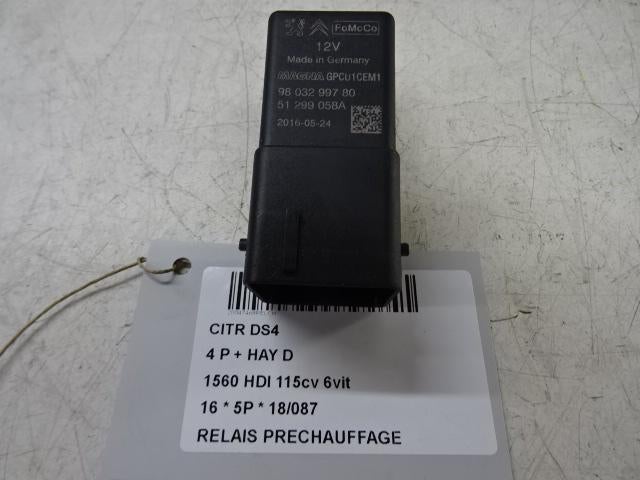 RELAIS BOUGIE PRECHAUFFAGE Citroën DS4 (NX) (9803299780), Autos : Pièces & Accessoires, Utilisé, Citroën