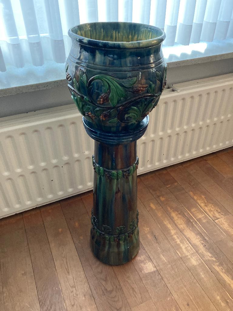 Jardinière avec piédestal en céramique majoline, Jardin & Terrasse, Enlèvement, Utilisé, Autres matériaux, Autres types