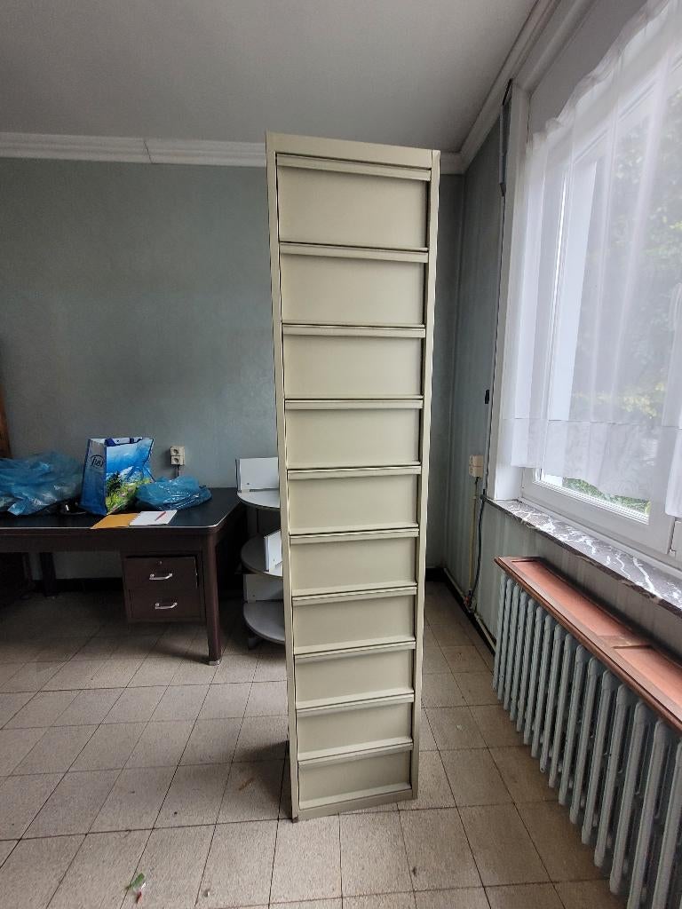 meuble bureau/metal/10 casiers à clapet/beige, Enlèvement, Utilisé, Industriel, loft