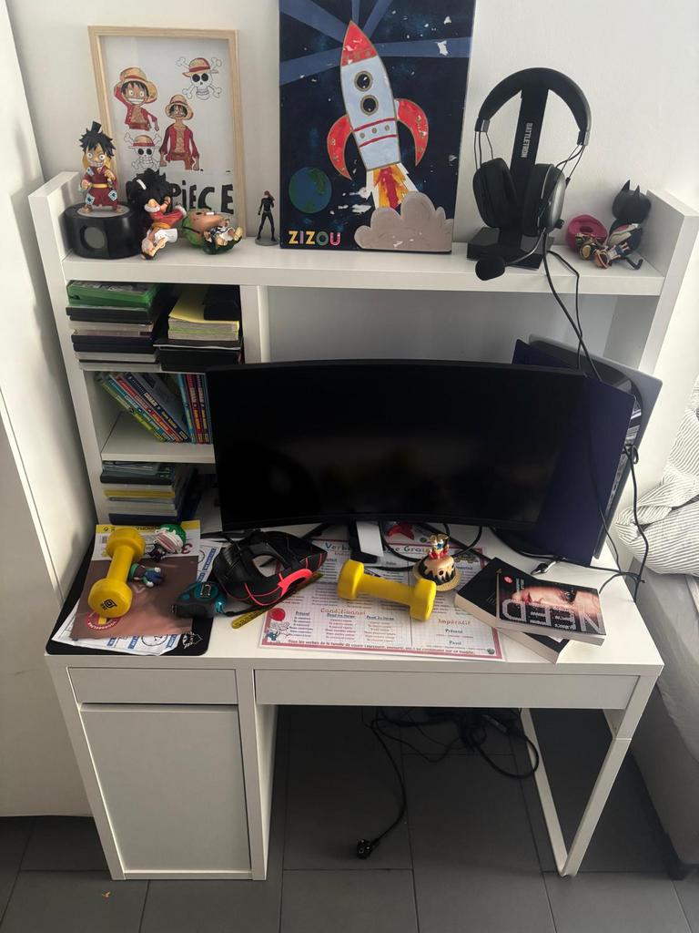 Bureau blanc, Maison & Meubles, Enlèvement, Espace de rangement, Comme neuf, Blanc