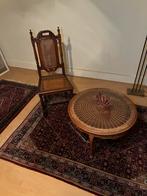 Rond houten tafeltje (70 cm) + stoel, Enlèvement, Utilisé, Rond