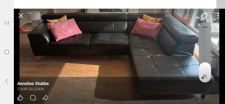 te koop hoeksalon, Huis en Inrichting, Zetels | Complete zithoeken, Zo goed als nieuw, Leer, Ophalen