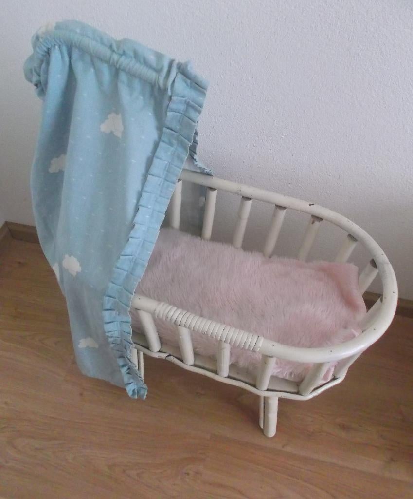 Vintage poppenwiegje (jaren '50) met hemeltje, Kinderen en Baby's, Ophalen, Gebruikt, Overige typen