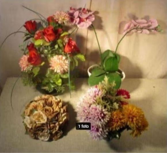 4 Mooie Potten met Kunstbloemen, Ophalen of Verzenden, Zo goed als nieuw, Kunstbloem