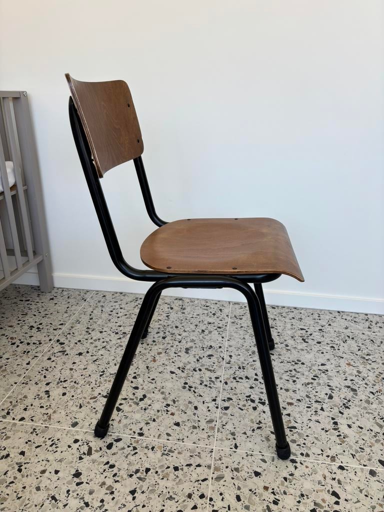 Fauteuils scolaires rétro/vintage noirs, Maison & Meubles, Chaises, Enlèvement, Comme neuf, Noir, Bois