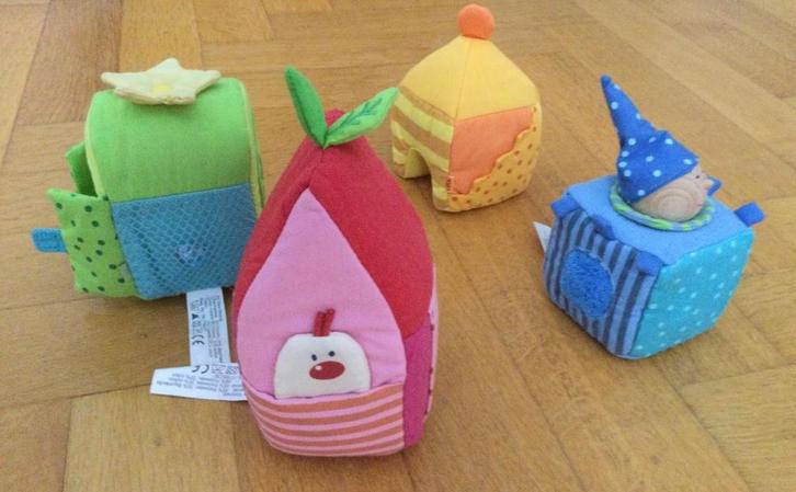 HABA Vier Zachte Huisjes voor Peuters, Kinderen en Baby's, Speelgoed | Buiten | Speelhuisjes, Zo goed als nieuw, Overige materialen