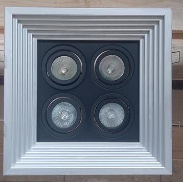 inbouw 4 x led spots in vierkant alu kader beschikbaar voor biedingen