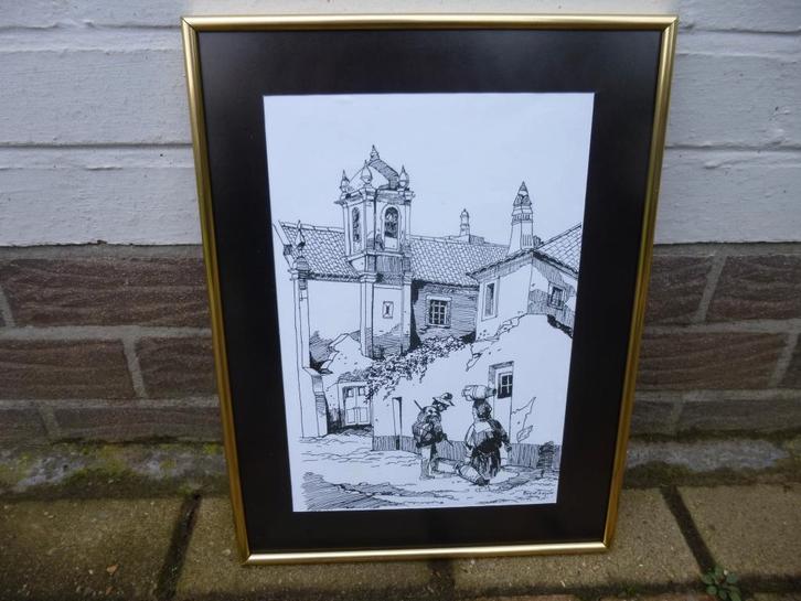 Een pentekening., Antiek en Kunst, Kunst | Tekeningen en Fotografie, Ophalen of Verzenden